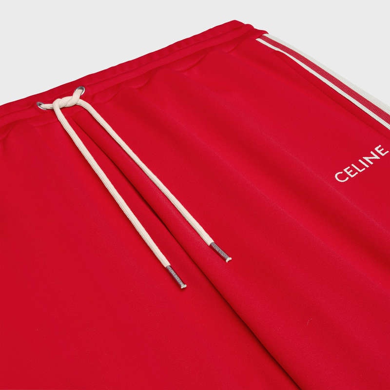 Celine Tracksuit In Double Face Jersey Broek Rood Wit | CL-592039