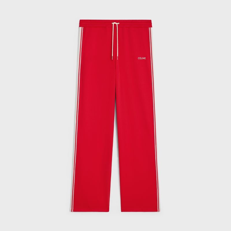 Celine Tracksuit In Double Face Jersey Broek Rood Wit | CL-592039