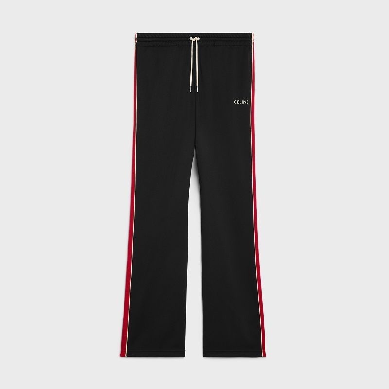 Celine Tracksuit In Double Face Jersey Broek Zwart Rood | CL-592035