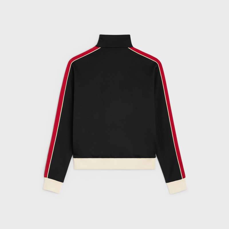 Celine Tracksuit In Double Face Jersey Sweatshirts Zwart Rood | CL-592120