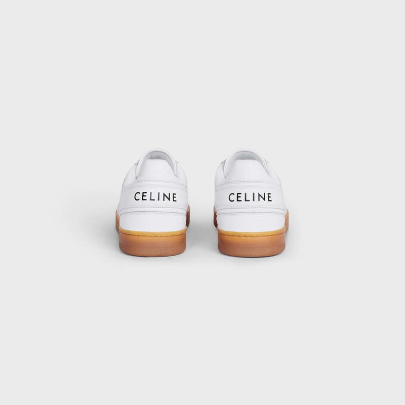 Celine Trainer Low Kanten-up In Calfskin Sneakers Wit Beige | CL-591903