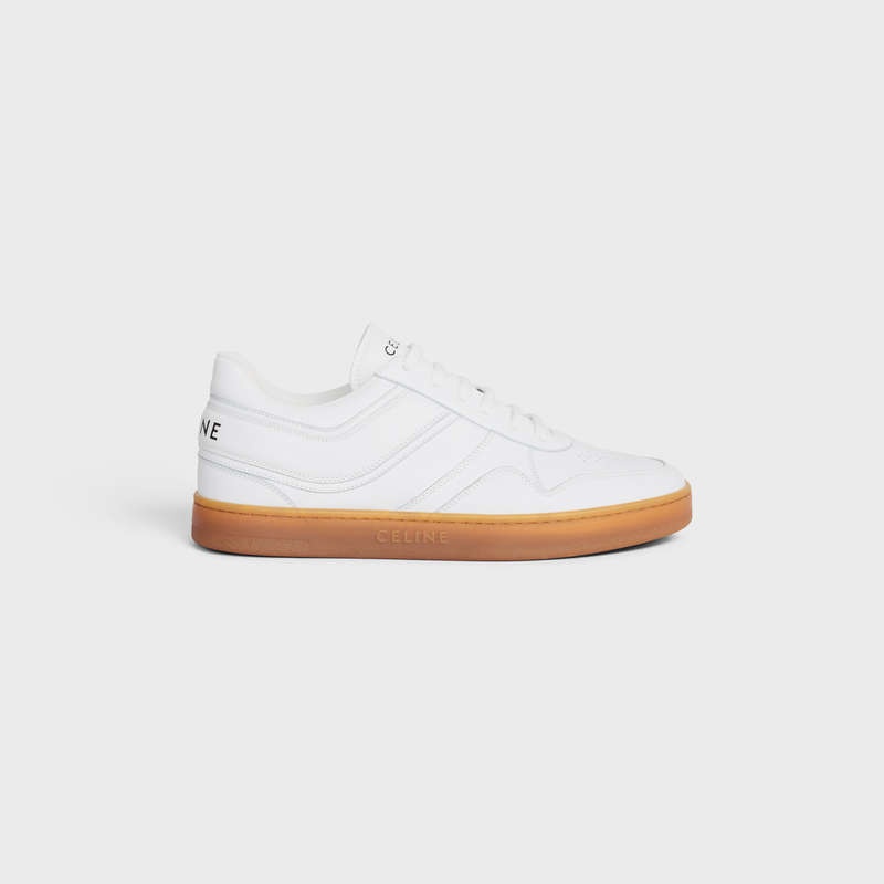 Celine Trainer Low Kanten-up In Calfskin Sneakers Wit Beige | CL-591903