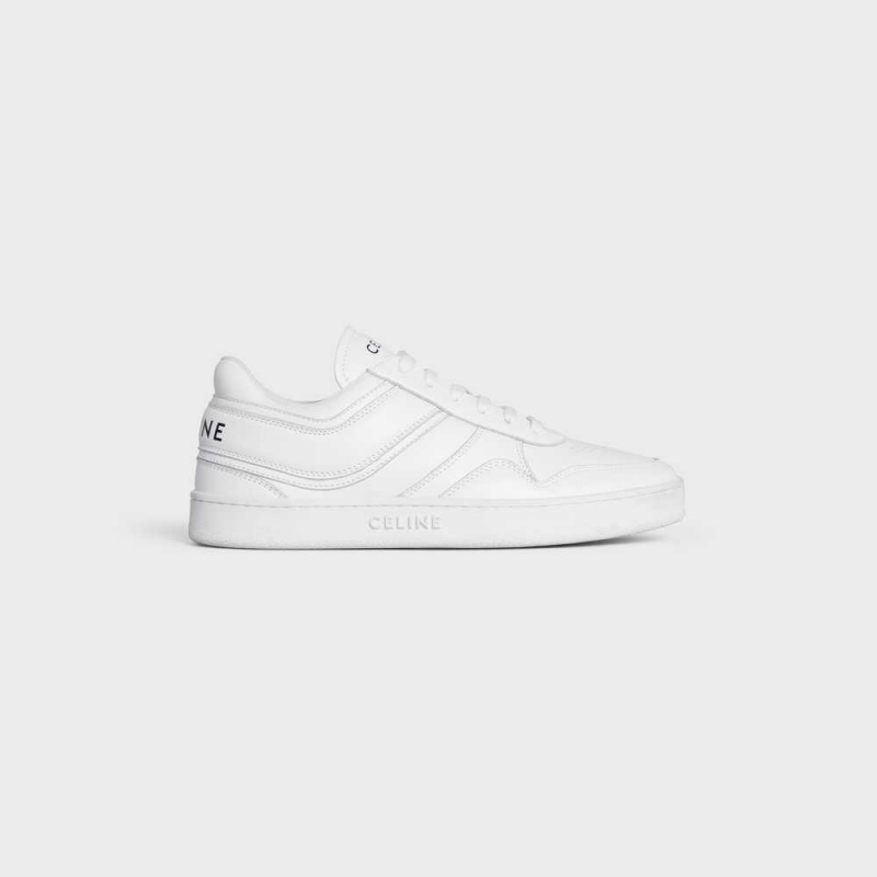 Celine Trainer Low Kanten-up In Calfskin Sneakers Wit | CL-592551