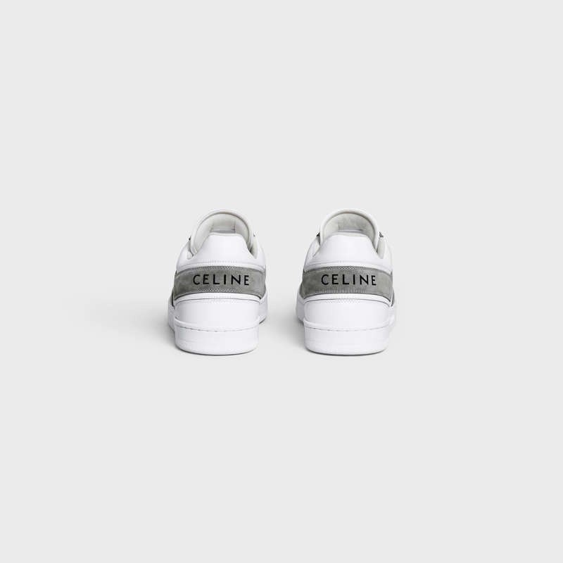 Celine Trainer Low Kanten-up In Suede Calfskin And Calfskin Sneakers Grijs Wit | CL-591901