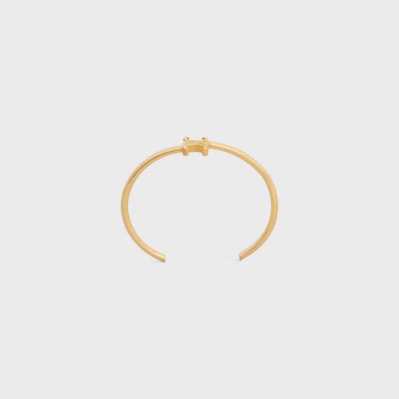 Celine Triomphe Asymmetric Cuff In Brass With Gold Finish Armbanden Goud | CL-592199