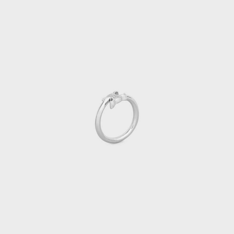 Celine Triomphe Asymmetric In Brass With Rhodium Finish Ringen Zilver | CL-592183