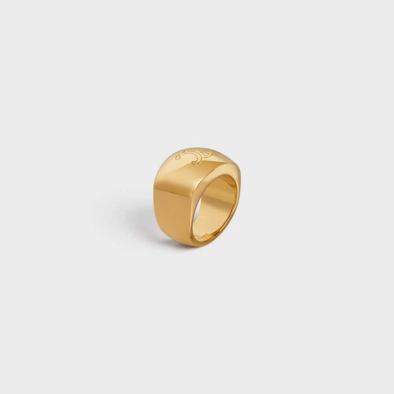 Celine Triomphe Bold In Brass With Gold Finish Ringen Goud | CL-592193