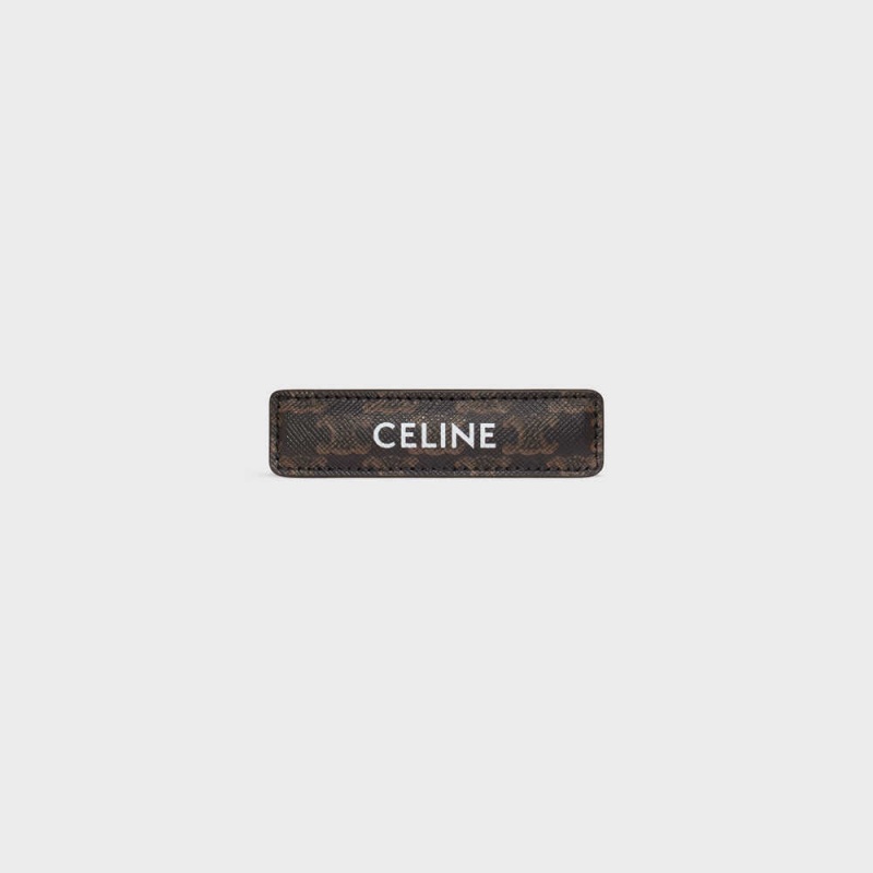 Celine Triomphe Canvas Hair Clip In Calfskin Haaraccessoires Goud Bruin | CL-592334