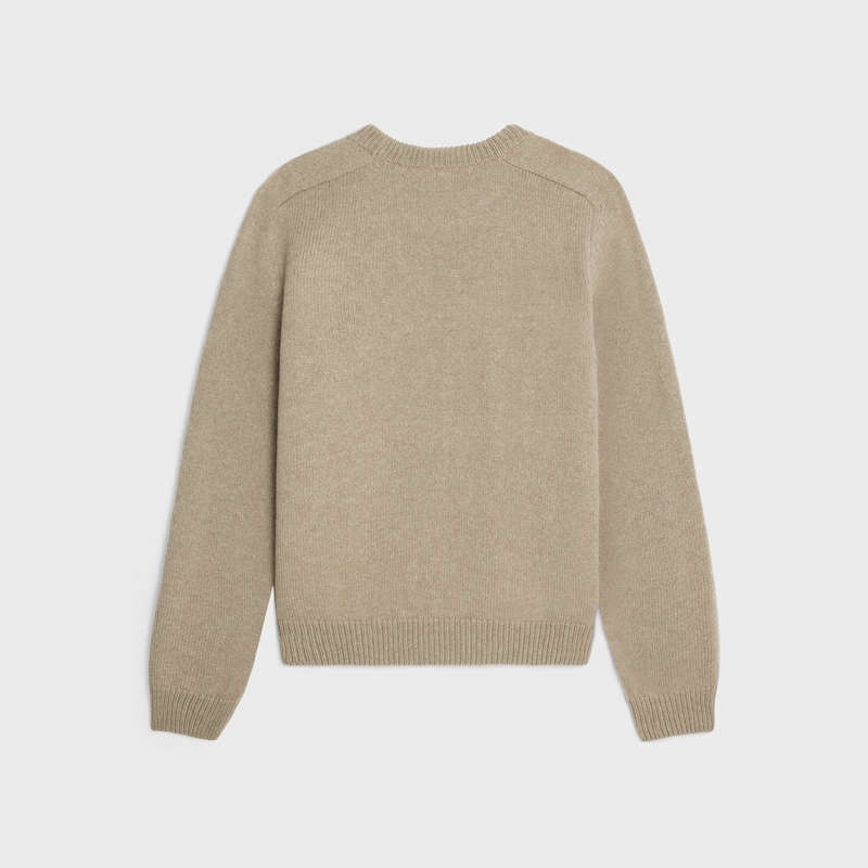 Celine Triomphe Crew Neck In Wol And Cashmere Gebreide Kleding Bruin | CL-592099