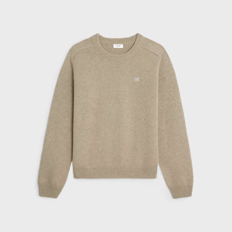 Celine Triomphe Crew Neck In Wol And Cashmere Gebreide Kleding Bruin | CL-592099