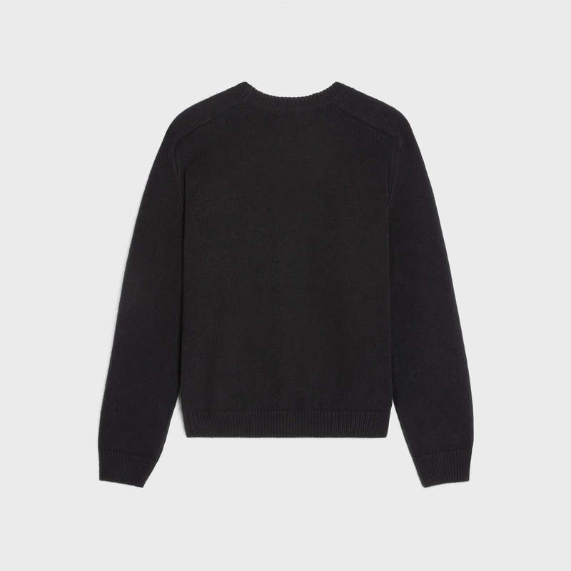 Celine Triomphe Crew Neck In Wol And Cashmere Gebreide Kleding Zwart Wit | CL-592094