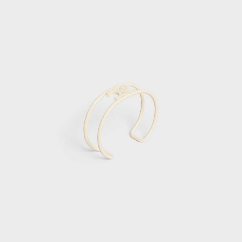 Celine Triomphe Cuff In Varnished Brass Armbanden Wit | CL-592218