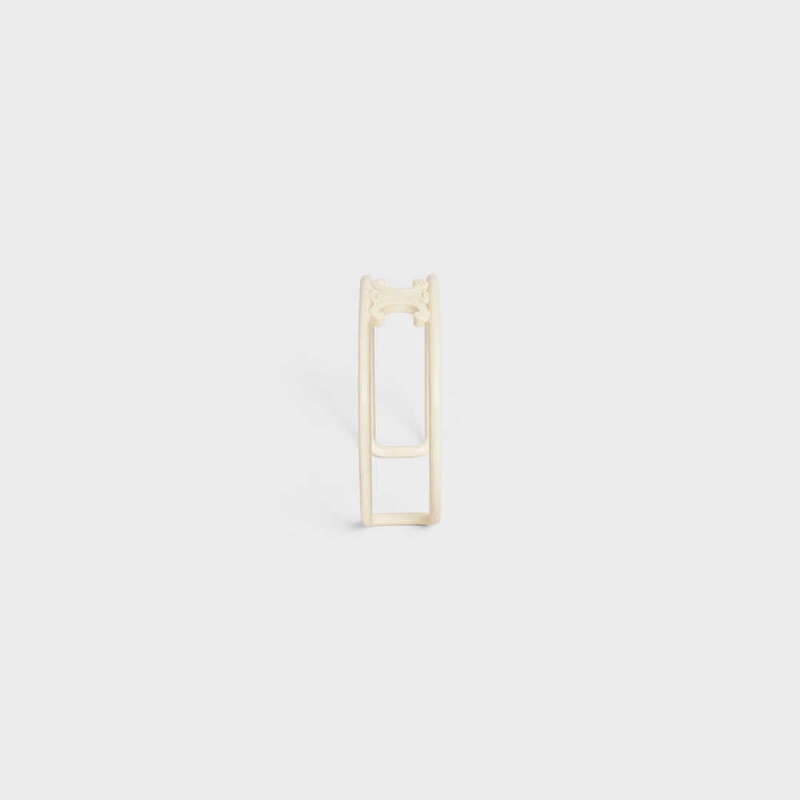 Celine Triomphe Cuff In Varnished Brass Armbanden Wit | CL-592218