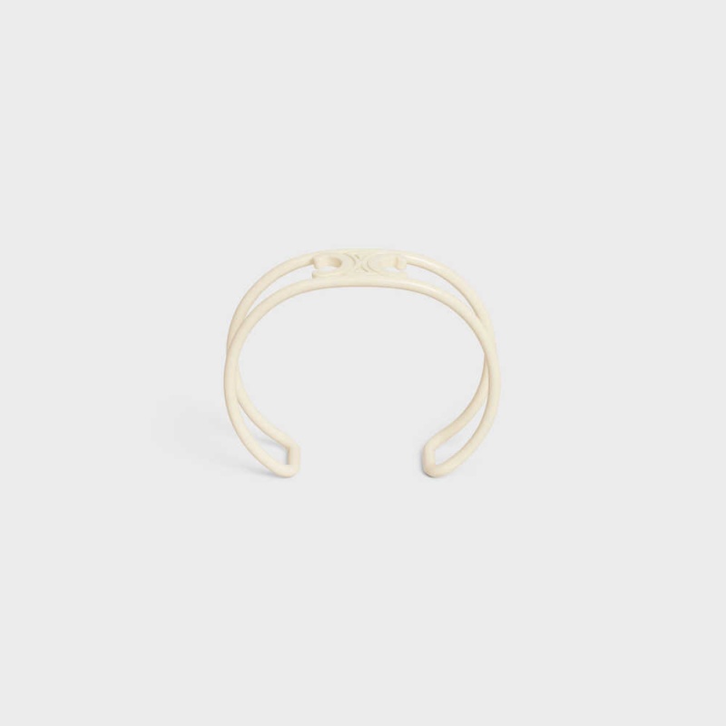 Celine Triomphe Cuff In Varnished Brass Armbanden Wit | CL-592218