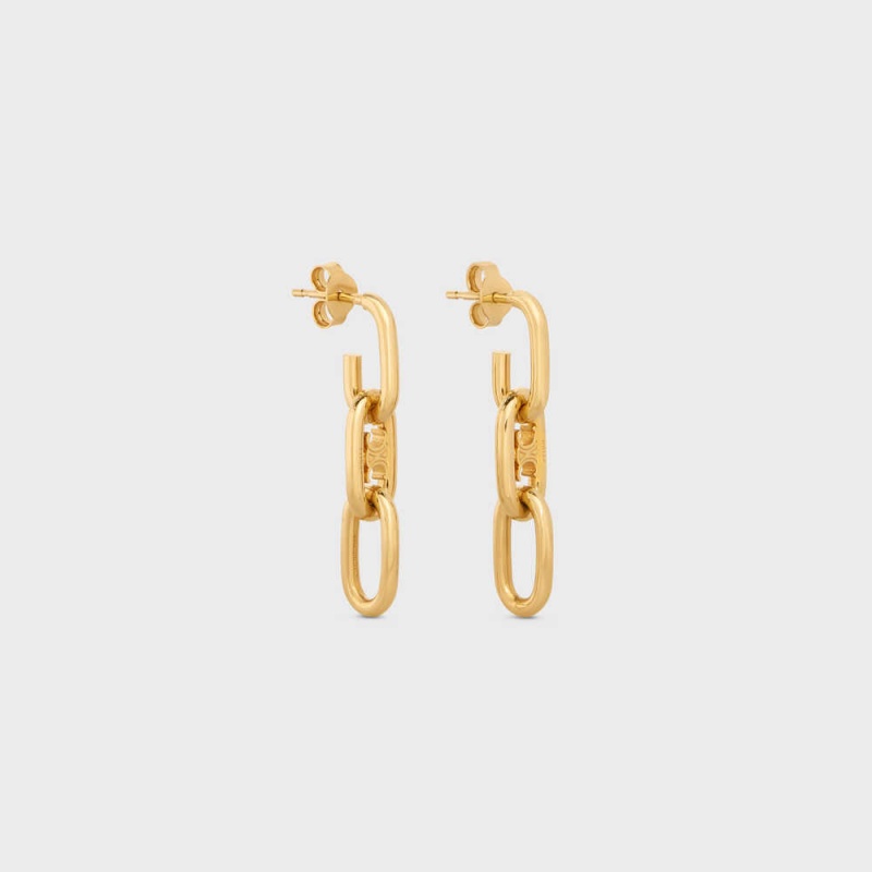 Celine Triomphe Dangling In Brass With Gold Finish Oorbellen Goud | CL-592309