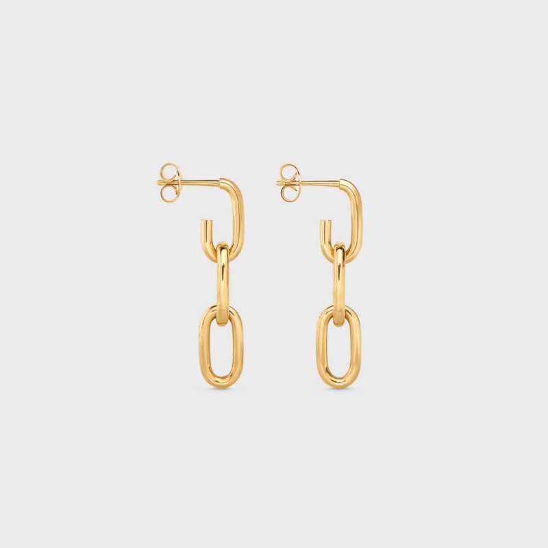 Celine Triomphe Dangling In Brass With Gold Finish Oorbellen Goud | CL-592309