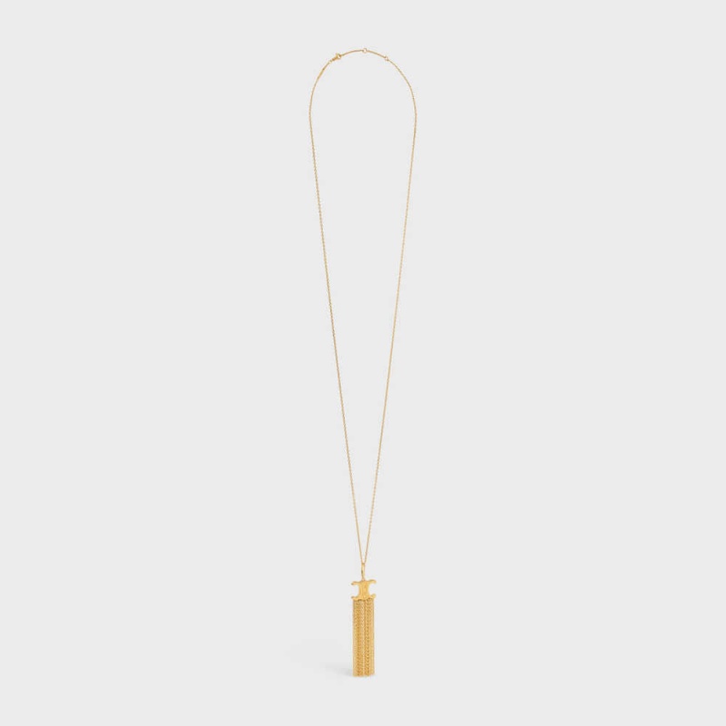 Celine Triomphe Folk Fringe Long In Brass With Gold Finish Kettingen Goud | CL-592244