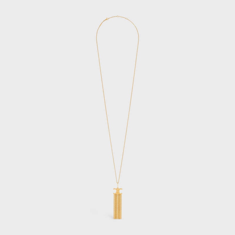 Celine Triomphe Folk Fringe Long In Brass With Gold Finish Kettingen Goud | CL-592244