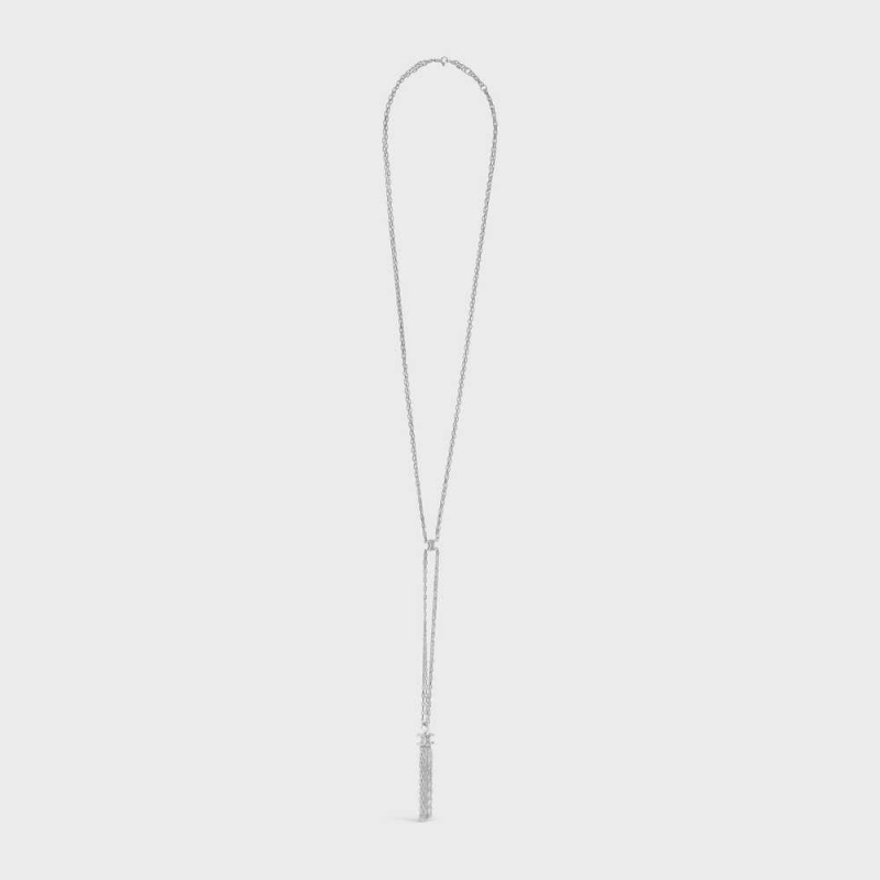 Celine Triomphe Folk Tie Long In Brass With Rhodium Finish Kettingen Zilver | CL-592243