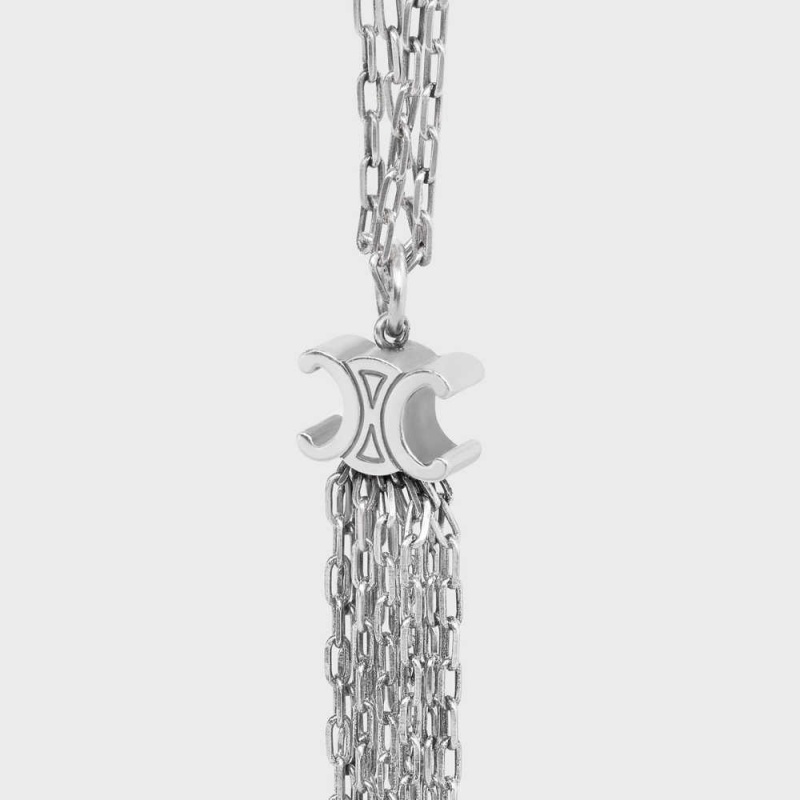 Celine Triomphe Folk Tie Long In Brass With Rhodium Finish Kettingen Zilver | CL-592243