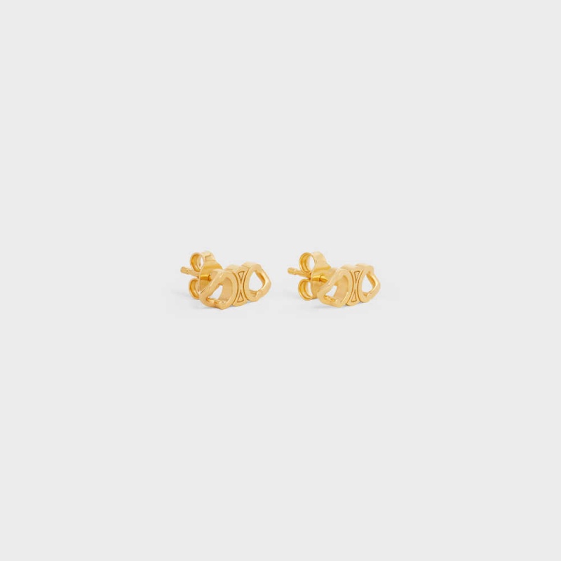 Celine Triomphe Gourmette Studs In Brass With Gold Finish Oorbellen Goud | CL-592310