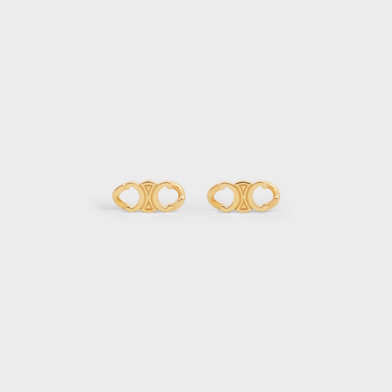 Celine Triomphe Gourmette Studs In Brass With Gold Finish Oorbellen Goud | CL-592310