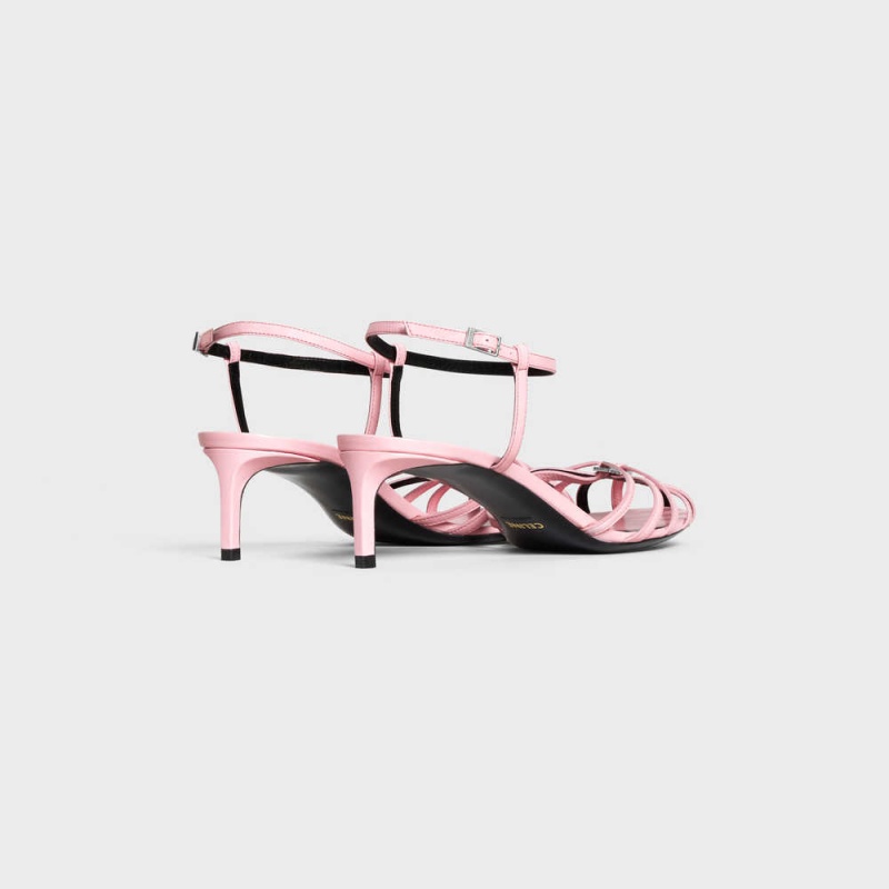 Celine Triomphe In Kidskin Silver Finishing Sandalen Roze | CL-592603