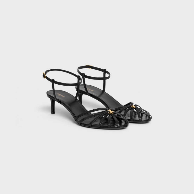 Celine Triomphe In Lambskin Sandalen Zwart | CL-592601