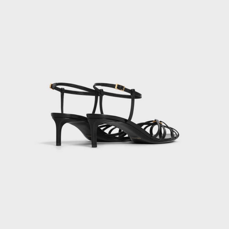 Celine Triomphe In Lambskin Sandalen Zwart | CL-592601