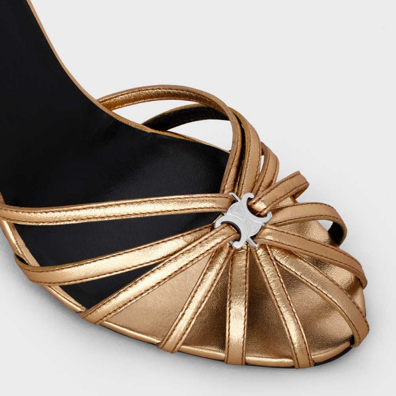 Celine Triomphe In Laminated Sandalen Goud | CL-592599