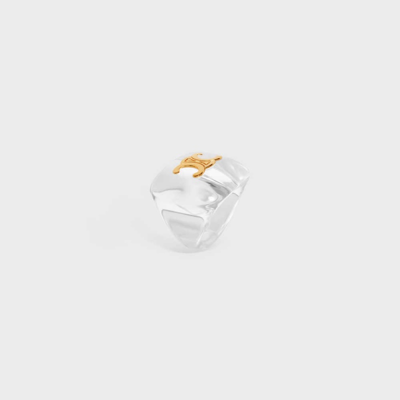 Celine Triomphe In Plexiglass And Brass With Gold Finish Ringen Goud | CL-592184