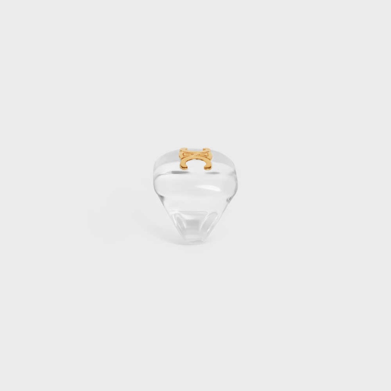 Celine Triomphe In Plexiglass And Brass With Gold Finish Ringen Goud | CL-592184