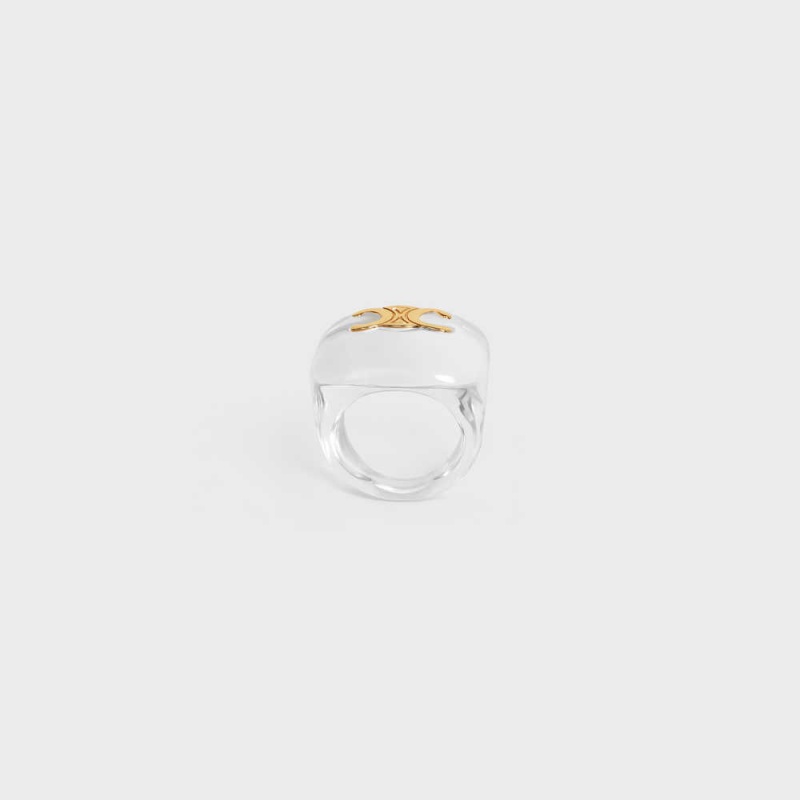 Celine Triomphe In Plexiglass And Brass With Gold Finish Ringen Goud | CL-592184