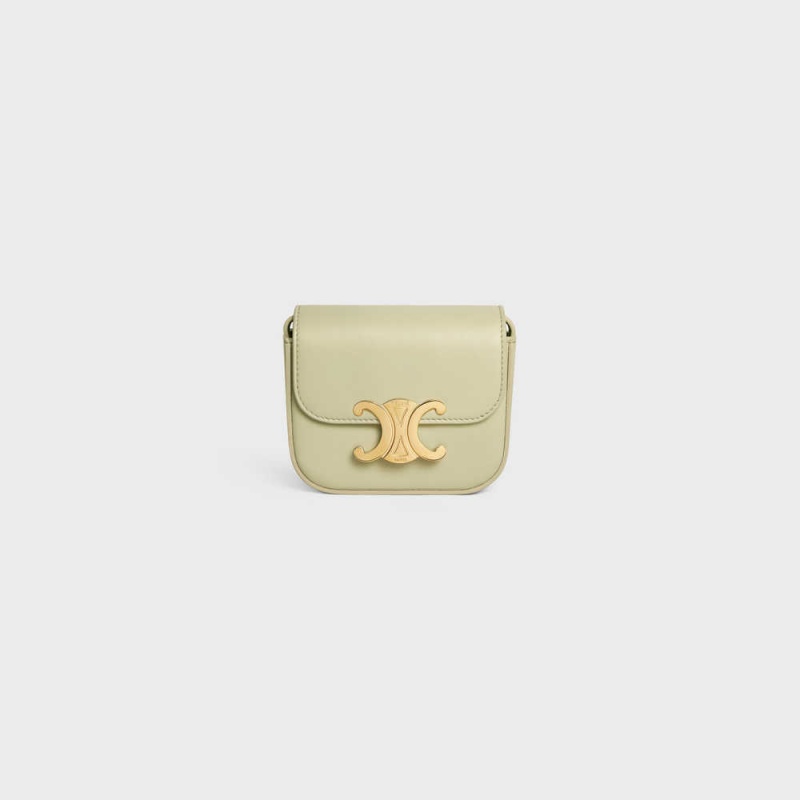 Celine Triomphe In Shiny Calfskin Mini Tassen Groen | CL-593013