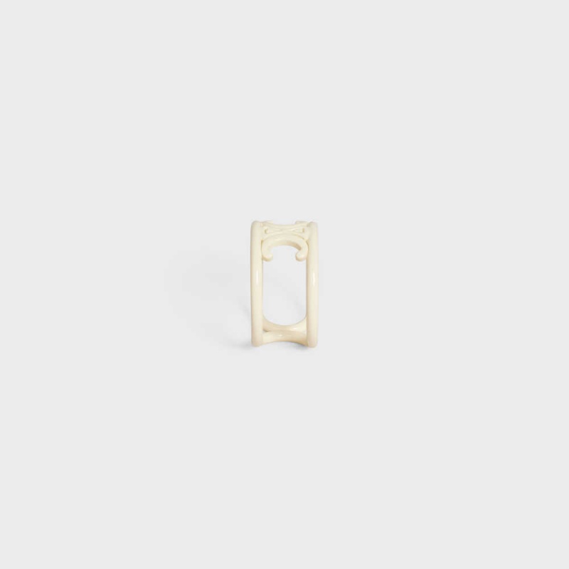 Celine Triomphe In Varnished Brass Ringen Wit | CL-592185