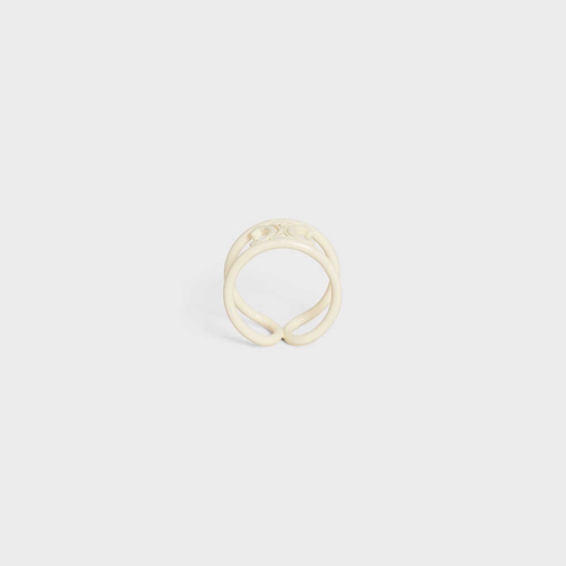 Celine Triomphe In Varnished Brass Ringen Wit | CL-592185