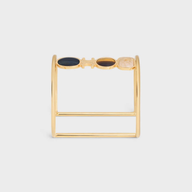 Celine Triomphe Indie Cuff In Brass With Gold Finish Armbanden Goud | CL-592197