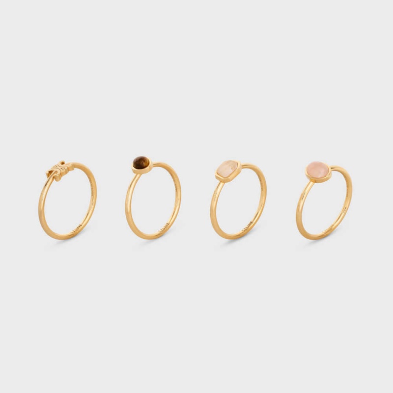 Celine Triomphe Indie Set Of 4 Rings In Brass With Gold Finish Ringen Goud | CL-592181