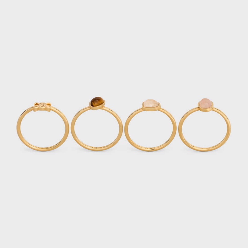 Celine Triomphe Indie Set Of 4 Rings In Brass With Gold Finish Ringen Goud | CL-592181