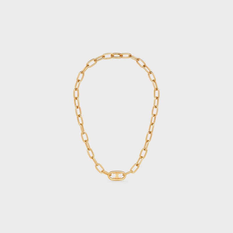 Celine Triomphe Link In Brass With Gold Finish Kettingen Goud | CL-592251