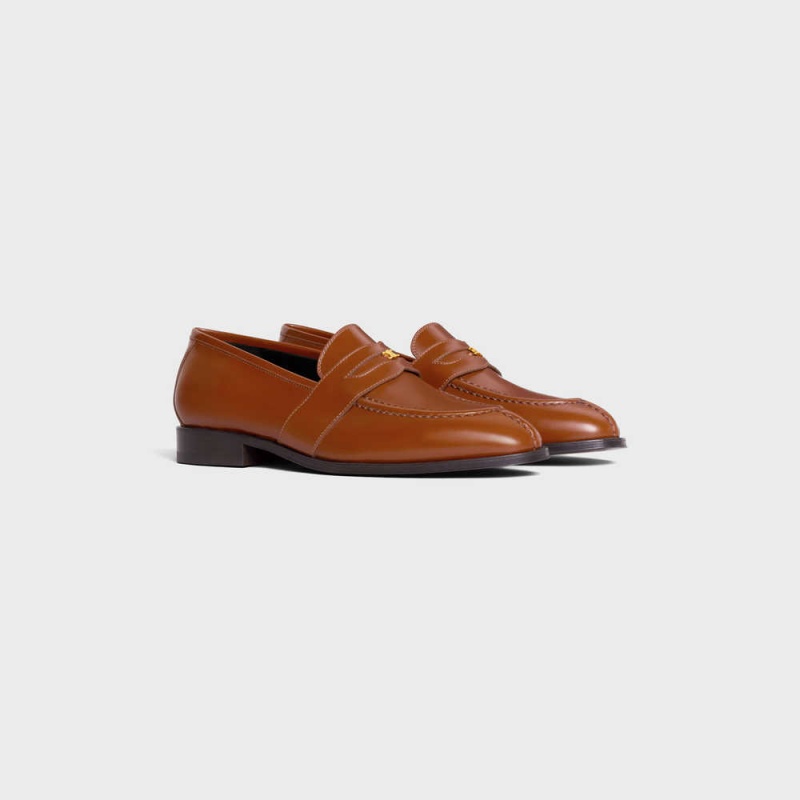 Celine Triomphe Malaquais In Polished Bullskin Loafers Bruin | CL-592531