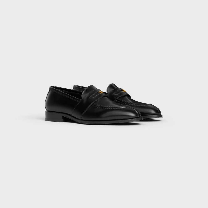 Celine Triomphe Malaquais In Polished Bullskin Loafers Zwart | CL-592530