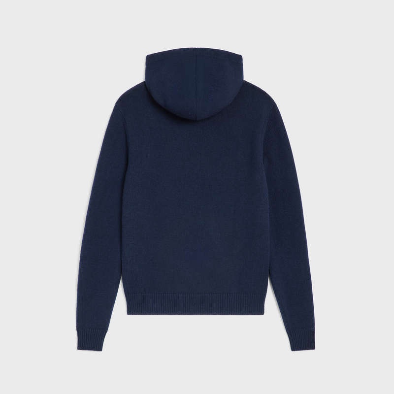 Celine Triomphe Met Capuchon In Cashmere Wol Sweatshirts Donkerblauw | CL-592113