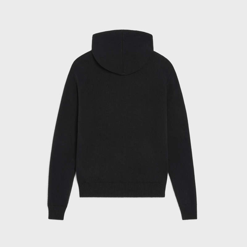 Celine Triomphe Met Capuchon In Cashmere Wol Sweatshirts Zwart Wit | CL-592112