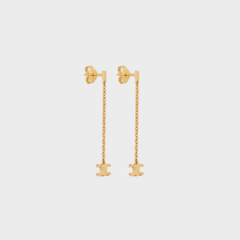 Celine Triomphe Mini Triomphe In Brass With Gold Finish Oorbellen Goud | CL-592301