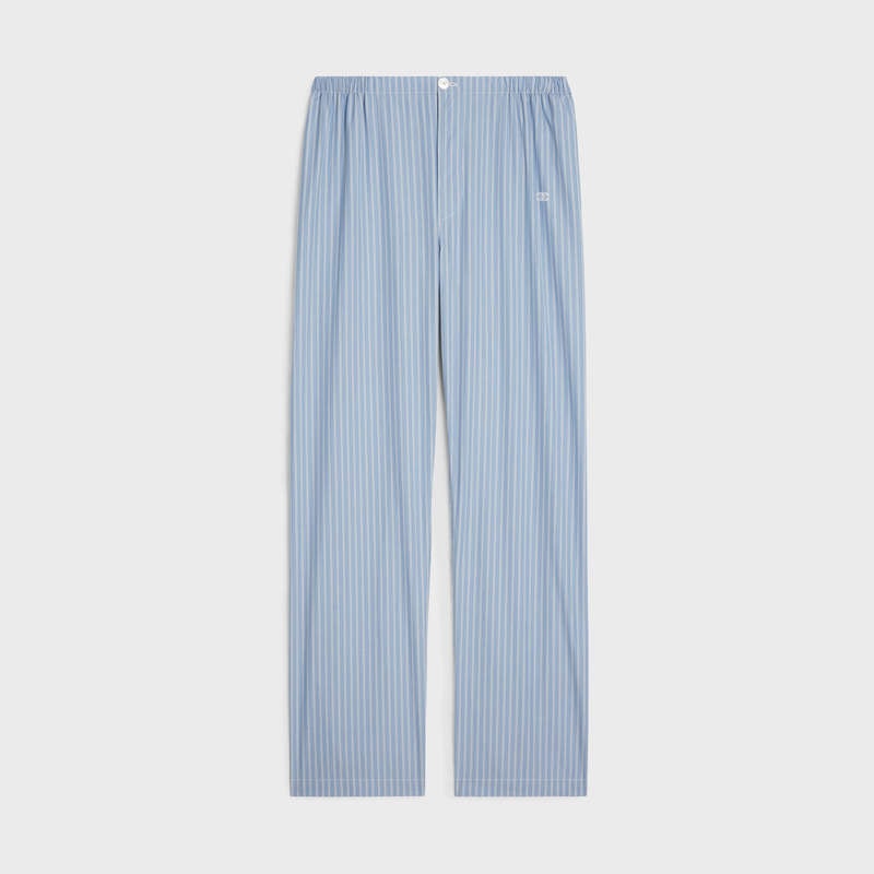 Celine Triomphe Pajama In Gestreept Poplin Broek Blauw | CL-592065