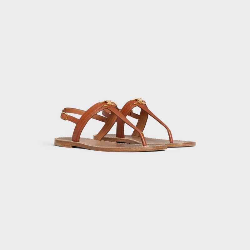 Celine Triomphe String In Vegetable - Tanned Calfskin Sandalen Bruin | CL-592590