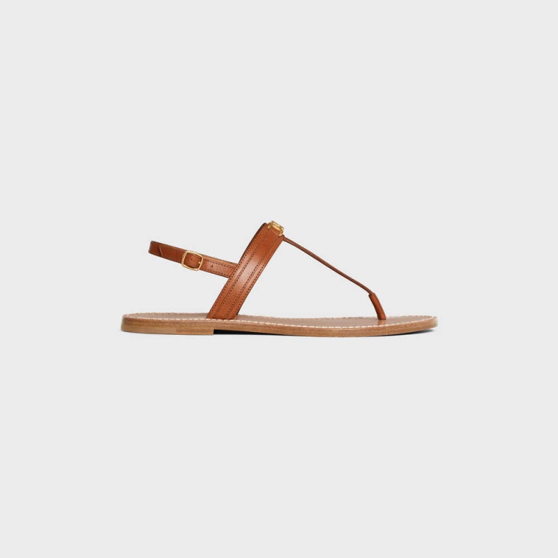 Celine Triomphe String In Vegetable - Tanned Calfskin Sandalen Bruin | CL-592590