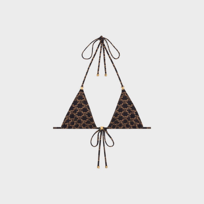 Celine Triomphe Triangle In Matte Jersey Lingerie Bruin | CL-592765