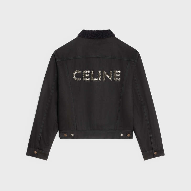 Celine Trucker In Pure Black Wash Denim Blousons Zwart | CL-591964